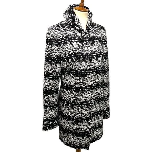 Akris Punto Black & White Cotton Tweed Sweater Casual Coat Womens Size 10 - Picture 8 of 14